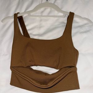 Alo Slit Bra in Brown Color